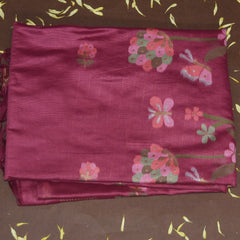 4406 semi tussur magenta pink saree with self thread work