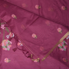 4406 semi tussur magenta pink saree with self thread work