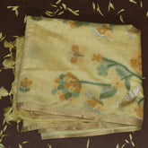 4407 semi tussur lemon yellow saree with self thread work