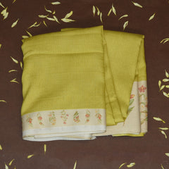 4411 pure tussur light yellow saree with printed boarder