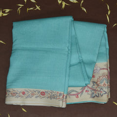 4412 pure tussur sky blue saree with printed boarder