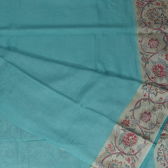 4412 pure tussur sky blue saree with printed boarder