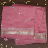 4416 pure tussur baby pink saree with jari motif