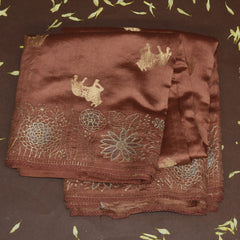 4418 pure tussur saree with peach saree with jari work
