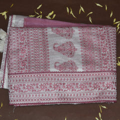 4424 pure tussur white & pink saree with thread work