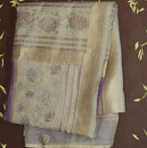 4425 pure tussur lavender saree with jari boarder