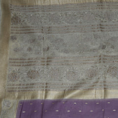 4425 pure tussur lavender saree with jari boarder