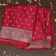 4436 Art silk benarasi pink saree with jari boarder
