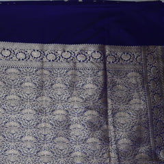 4437 Art silk benarasi dark blue saree with jari