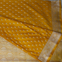 4438 Art silk benarasi yellow saree with jari boarder