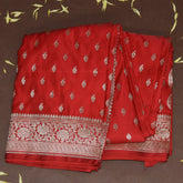 4440 Art silk benarasi cherry red saree with jari boarder