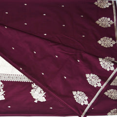 4442 Art silk benarasi burgandi saree with jari motifs