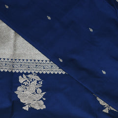 4443 Art silk benarasi navy blue saree with jari boarder