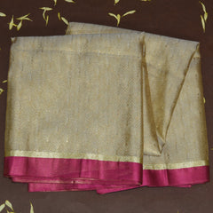 4451 Art silk benarasi cream saree with jari work