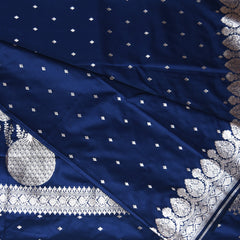 4455 Art silk benarasi navy blue saree with jari boarder