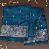 4458 Art silk benarasi teal blue saree with jari boarder