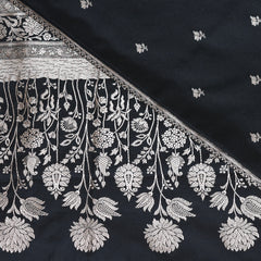 4461 Art silk benarasi black saree with jari