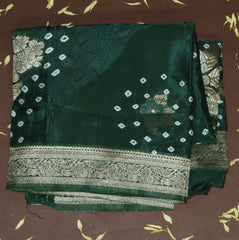 4471 Benarasi semi silk bottle green saree with jari
