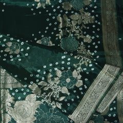 4471 Benarasi semi silk bottle green saree with jari