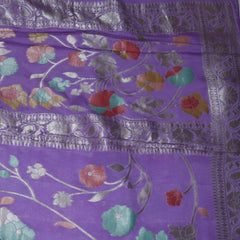 4474 Benarasi crepe silk lavender saree with jari boarder