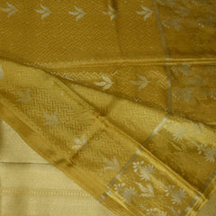 4478 Crepe mashroo silk benaras mustard yellow with jari work