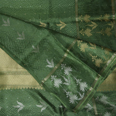 4479 crepe mashroo benara leaf green saree with jari work