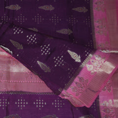 4482 benaras silk grape wine saree with pink jari boarder