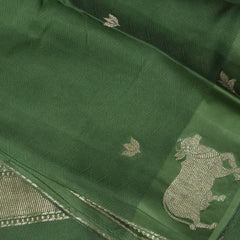 4485 crepe mashroo benaras leaf green saree with jari motifs