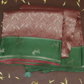 4487 Bbenaras brocade silk coral pink saree with green boarder