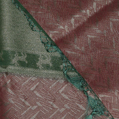 4487 Bbenaras brocade silk coral pink saree with green boarder