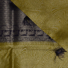 4491 benaras silk lemon yellow saree with blue boarder