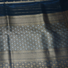 4493 benaras silk navy blue saree with full jari work
