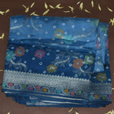 4494 semi kora silk benaras blue saree with silver jari boarder
