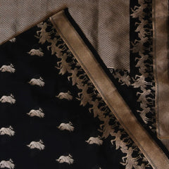 Banarasi Art Silk Black Saree Jari Boarder with Blouse