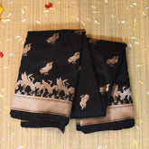 Banarasi Art Silk Black Saree Jari Boarder with Blouse