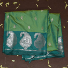 4500 benaras silk leaf green saree with jari motifs