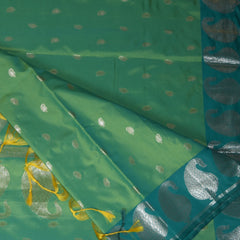 4500 benaras silk leaf green saree with jari motifs