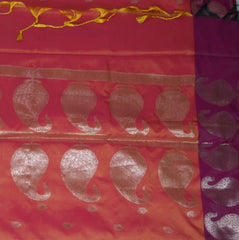 4501 Semi silk orange and pink mix with jari boarder