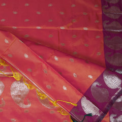 4501 Semi silk orange and pink mix with jari boarder