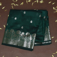 4525 Semi silk dark green saree with jari boarder