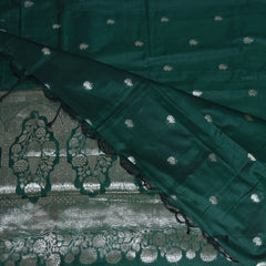 4525 Semi silk dark green saree with jari boarder