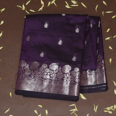 4526 Semi silk dark purple saree with jari boarder