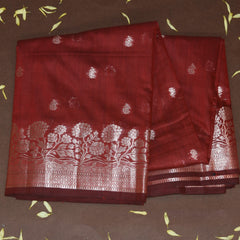 4527 semi silk red saree with jari boarder