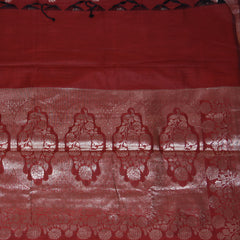 4527 semi silk red saree with jari boarder