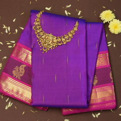 Kanchipuram Silk Purple Violet Saree with Blouse