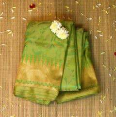 Banarasi Art Silk Green Saree Jari Boarder with Blouse