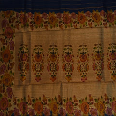 Benarasi tussar georgette navy blue saree with thread work boarder