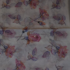 Timeless White Cotton Saree with Oxblood Flower Accents