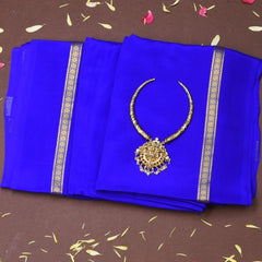 Mysore Crepe Silk Electric Indigo Saree