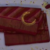 Pochampally Ikkat Pomegranate Pink Saree with Gold Zari Border and Blouse